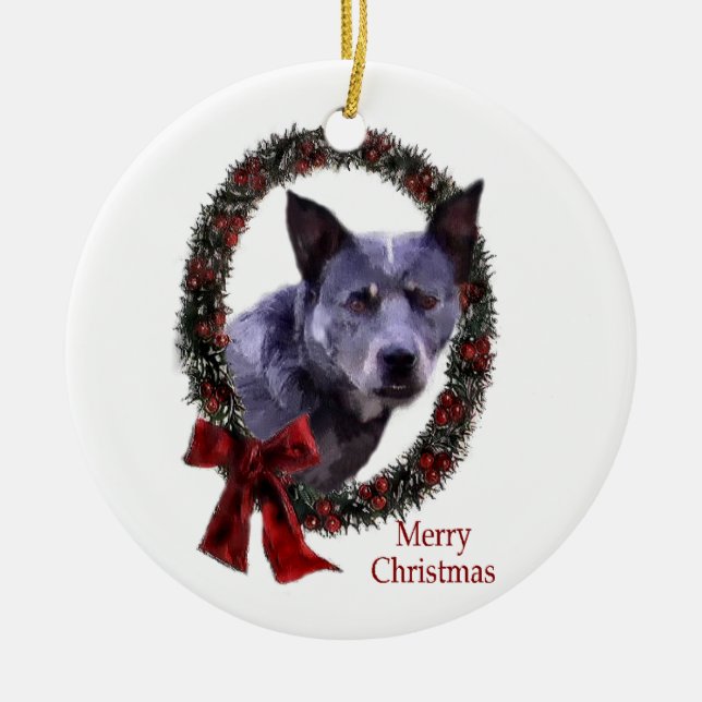 Australian Cattle Dog Christmas Ceramic Tree Decoration (Front)