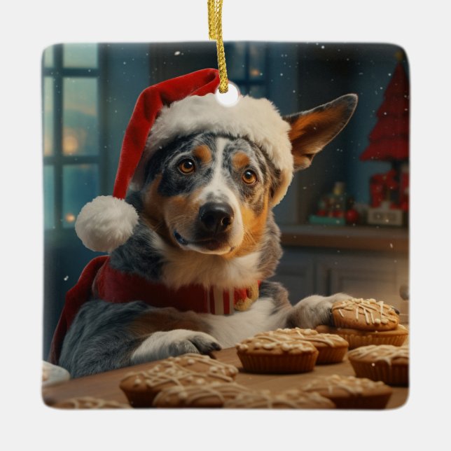 Australian Cattle Dog Christmas Cookies Holiday Ceramic Ornament (Front)