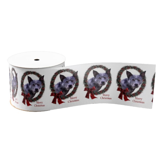 Australian Cattle Dog Christmas Grosgrain Ribbon (Spool)