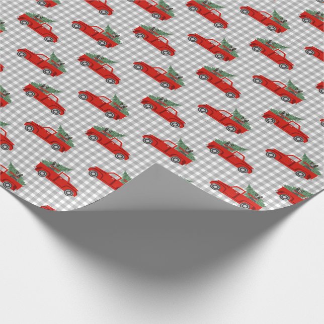 Australian Cattle Dog Christmas Red Truck dog Wrapping Paper (Corner)