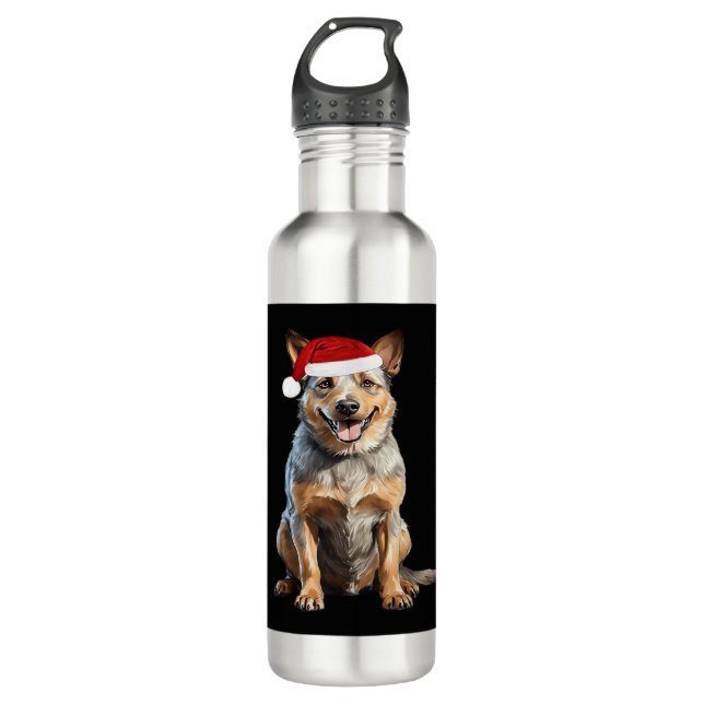 Australian Cattle Dog Christmas Tree Dog Puppy Wat 710 Ml Water Bottle (Front)