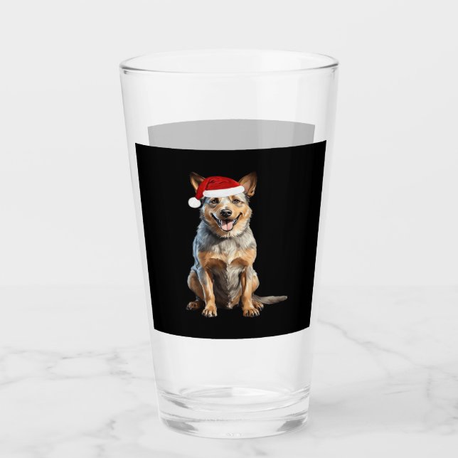 Australian Cattle Dog Christmas Tree Dog Puppy Wat Glass (Front)