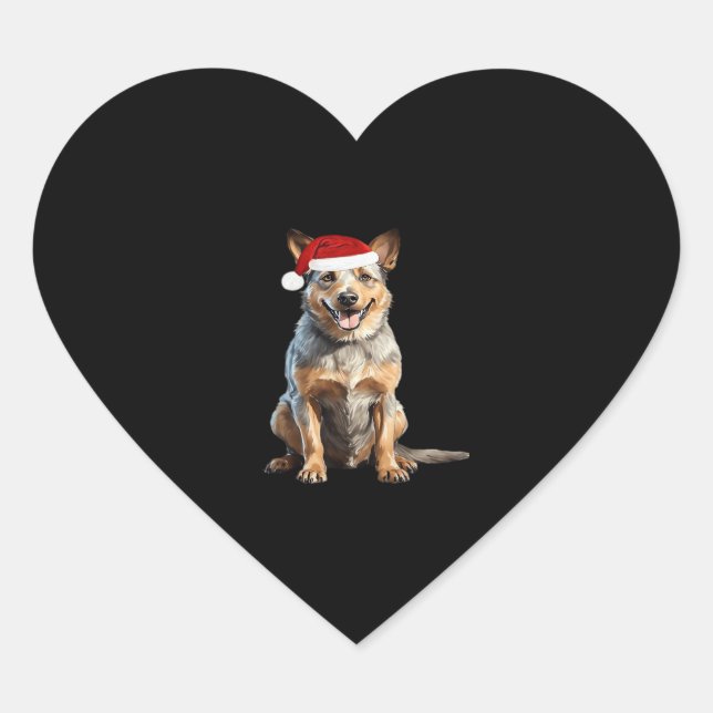 Australian Cattle Dog Christmas Tree Dog Puppy Wat Heart Sticker (Front)
