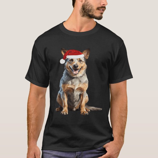 Australian Cattle Dog Christmas Tree Dog Puppy Wat T-Shirt (Front)
