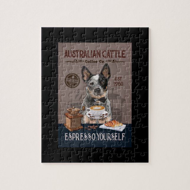 Australian Cattle Dog Coffee Club Coffee Dog Lover Jigsaw Puzzle (Vertical)