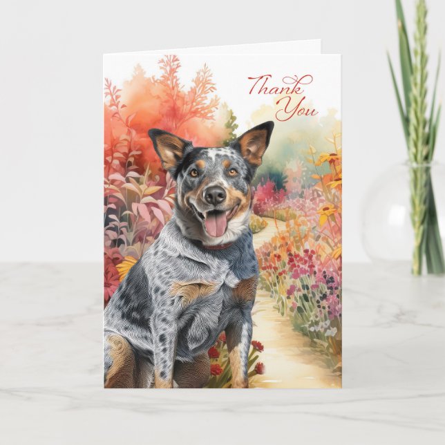 Australian Cattle Dog Colourful Garden Path Thank You Card (Front)