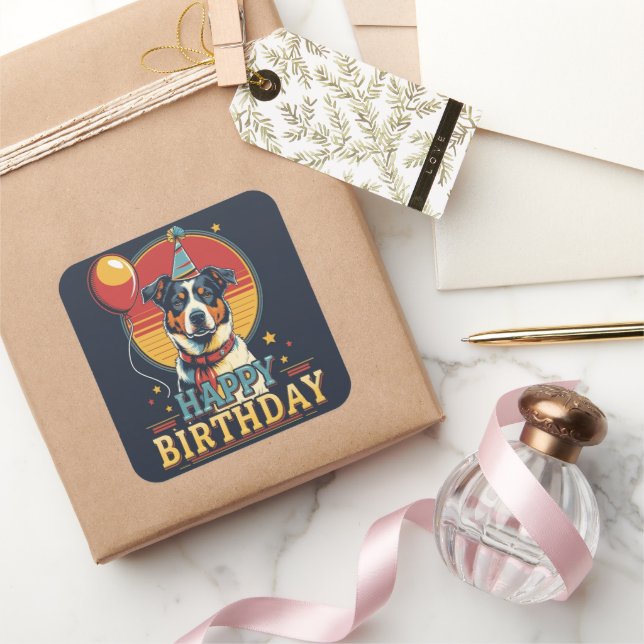 Australian Cattle Dog Colourful  Square Sticker (Gifting)