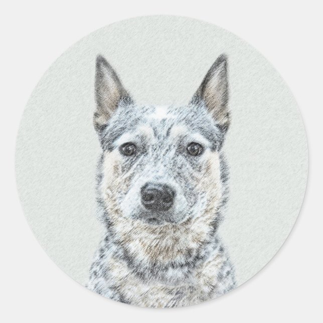 Australian Cattle Dog - Cute Original Dog Art Classic Round Sticker (Front)