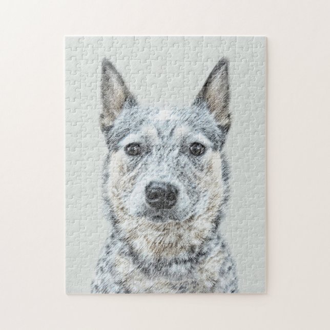 Australian Cattle Dog - Cute Original Dog Art Jigsaw Puzzle (Vertical)