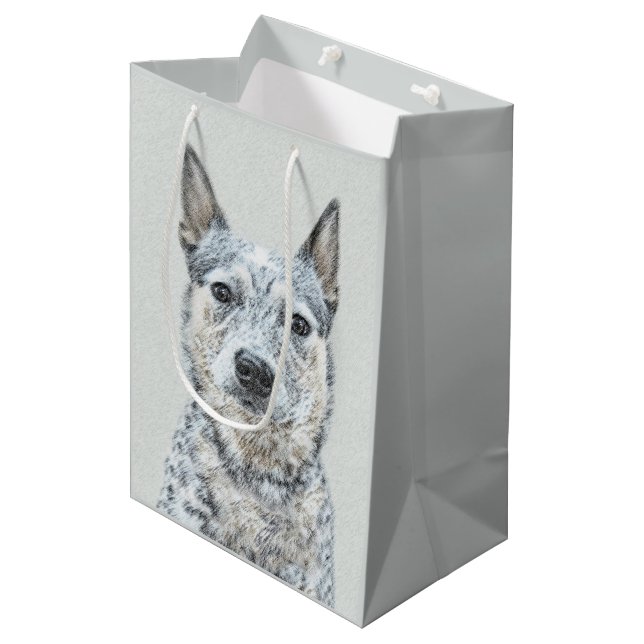 Australian Cattle Dog - Cute Original Dog Art Medium Gift Bag (Front Angled)