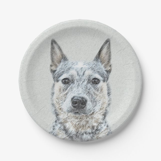Australian Cattle Dog - Cute Original Dog Art Paper Plate (Front)