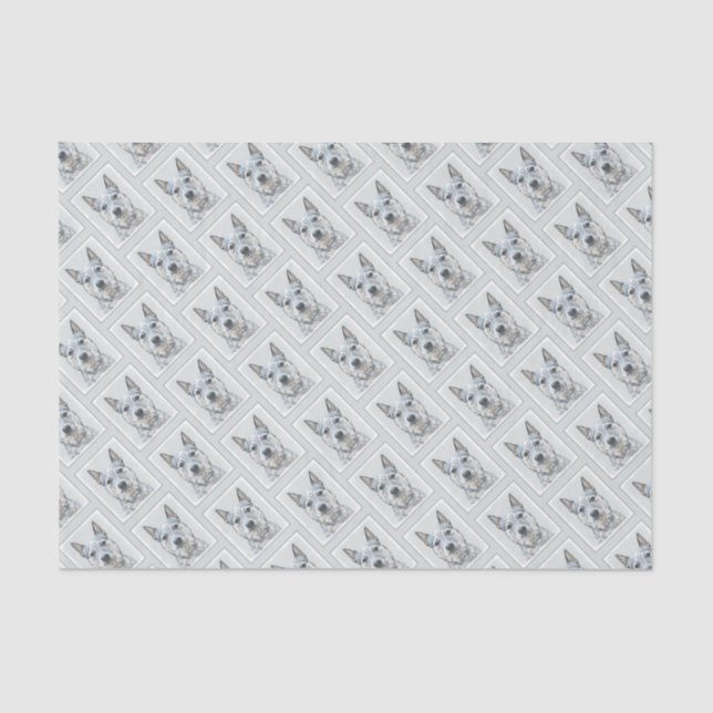 Australian Cattle Dog - Cute Original Dog Art Tissue Paper (Front)