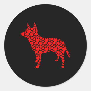 Australian Cattle Dog Cute Silhouette Heart Valent Classic Round Sticker