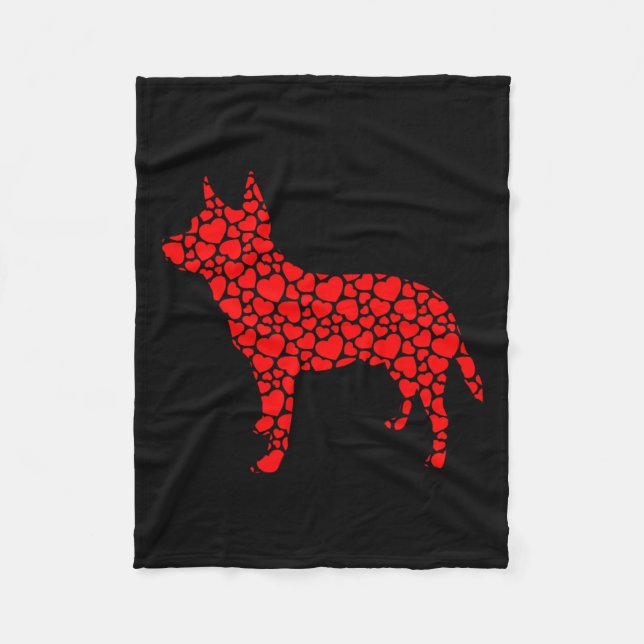 Australian Cattle Dog Cute Silhouette Heart Valent Fleece Blanket (Front)