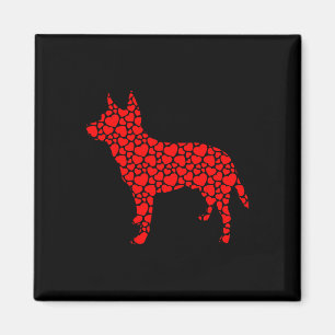 Australian Cattle Dog Cute Silhouette Heart Valent Magnet