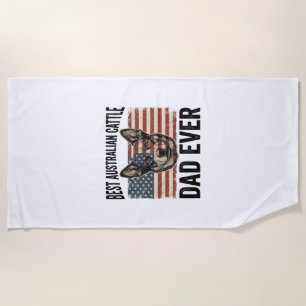 Australian Cattle Dog Dad Patriotic Vintage Shirt Beach Towel