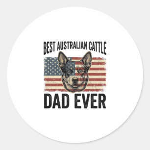 Australian Cattle Dog Dad Patriotic Vintage Shirt  Classic Round Sticker