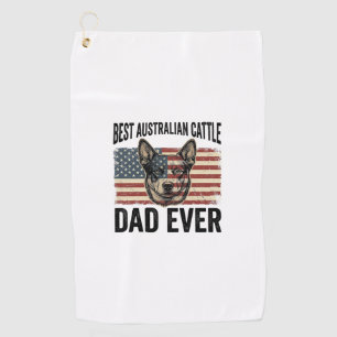 Australian Cattle Dog Dad Patriotic Vintage Shirt Golf Towel