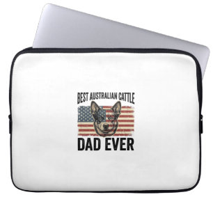 Australian Cattle Dog Dad Patriotic Vintage Shirt Laptop Sleeve