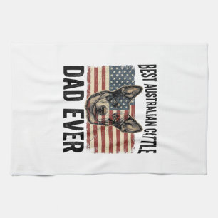 Australian Cattle Dog Dad Patriotic Vintage Shirt  Tea Towel