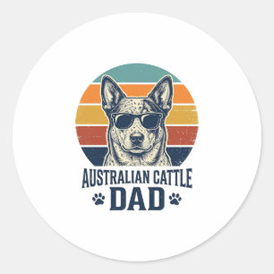 Australian Cattle Dog Dad Vintage Sunset Shirt_1 Classic Round Sticker
