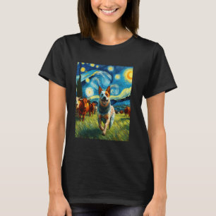Australian Cattle Dog Dog Starry Night Painting T-Shirt
