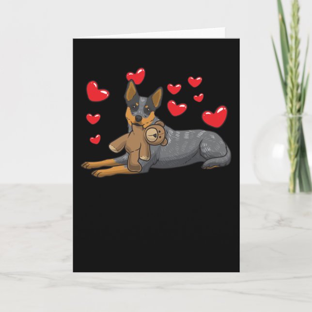 Australian Cattle Dog Dog With Stuffed Animal And Card (Front)