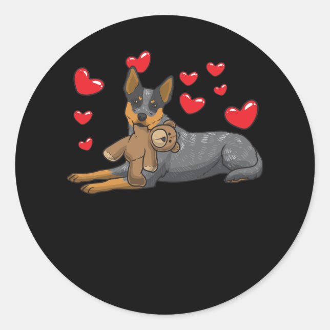 Australian Cattle Dog Dog With Stuffed Animal And Classic Round Sticker (Front)
