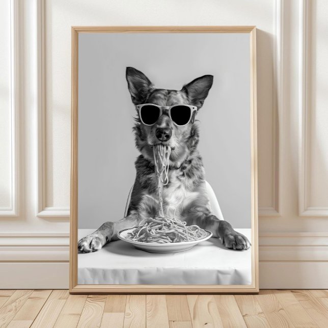 Australian Cattle Dog Eating Pasta Print: Spaghett Poster (Creator Uploaded)
