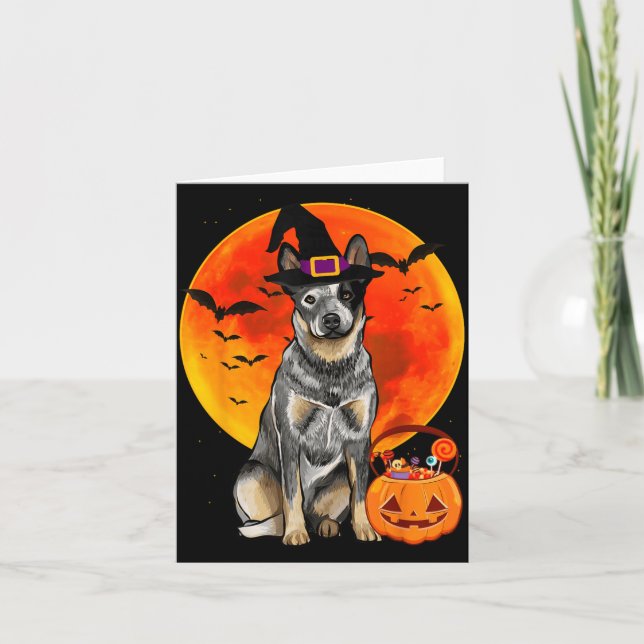 Australian Cattle Dog Halloween Pumpkin Card (Front)