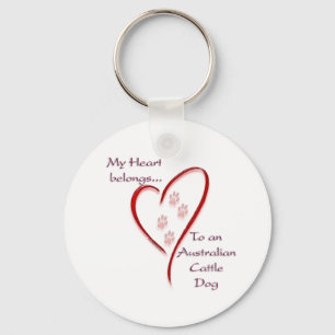 Australian Cattle Dog Heart Belongs Key Ring