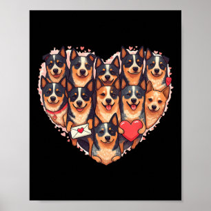 Australian Cattle Dog Heart Valentine Australian C Poster