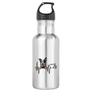 Australian Cattle Dog Heartbeat Ecg Heart Paw 532 Ml Water Bottle