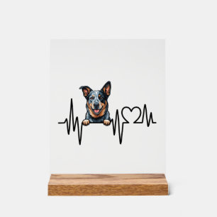 Australian Cattle Dog Heartbeat Ecg Heart Paw Acrylic Sign