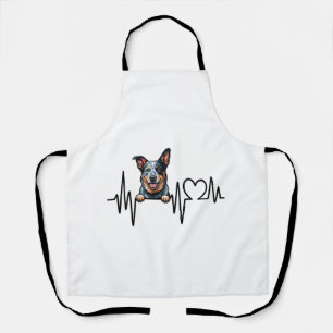 Australian Cattle Dog Heartbeat Ecg Heart Paw Apron