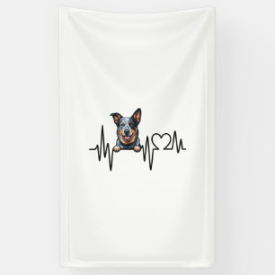 Australian Cattle Dog Heartbeat Ecg Heart Paw Banner