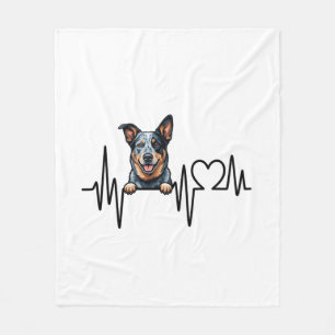 Australian Cattle Dog Heartbeat Ecg Heart Paw Fleece Blanket