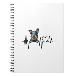 Australian Cattle Dog Heartbeat Ecg Heart Paw Notebook
