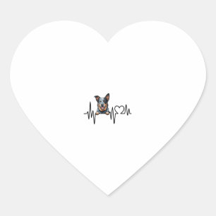 Australian Cattle Dog Heartbeat Ecg Heart Paw Sticker