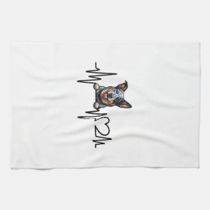 Australian Cattle Dog Heartbeat Ecg Heart Paw Tea Towel