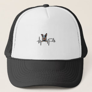 Australian Cattle Dog Heartbeat Ecg Heart Paw Trucker Hat