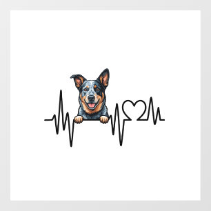 Australian Cattle Dog Heartbeat Ecg Heart Paw Window Cling
