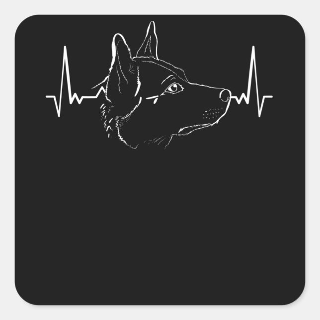Australian Cattle Dog Heartbeat Square Sticker (Front)