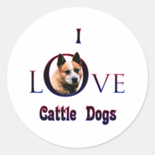Australian Cattle Dog I Love Classic Round Sticker