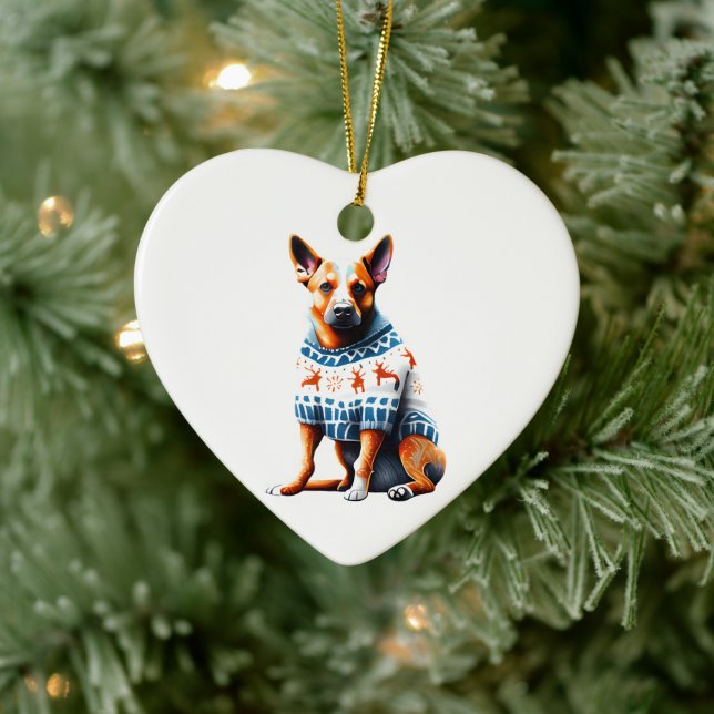 Australian Cattle Dog in Christmas Sweater Ceramic Tree Decoration (Tree)