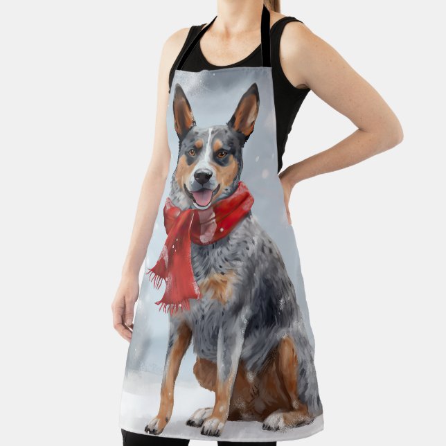 Australian Cattle Dog in Snow Christmas  Apron (Insitu)