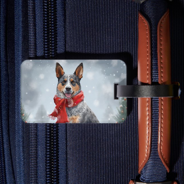 Australian Cattle Dog in Snow Christmas  Luggage Tag (Back Insitu 2)