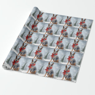 Australian Cattle Dog in Snow Christmas  Wrapping Paper
