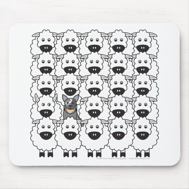 Australian Cattle Dog in the Sheep Mouse Mat (Front)