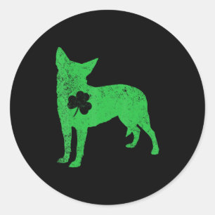 Australian Cattle Dog Irish Clover St Patrick Day  Classic Round Sticker